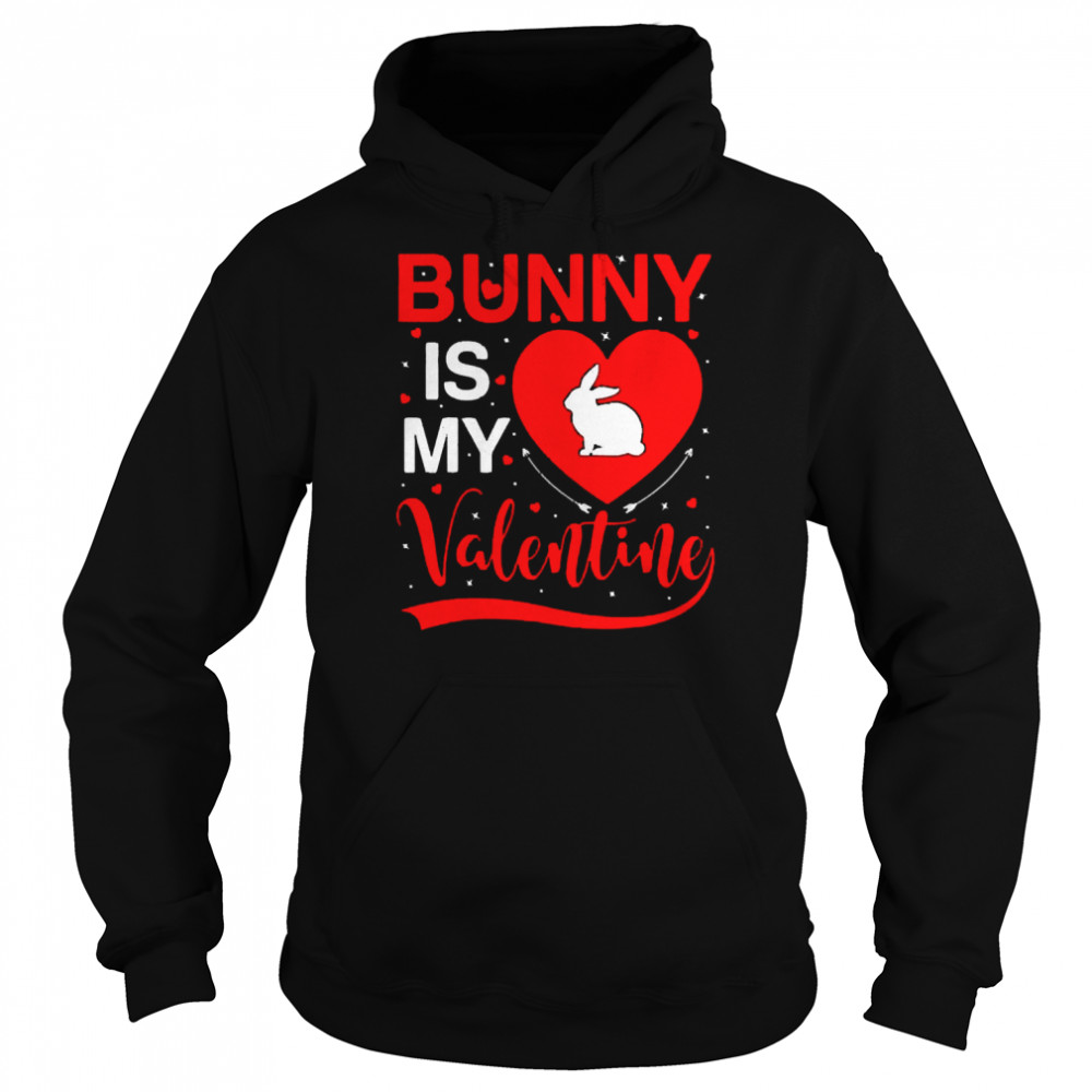 Bunny Is My Valentine Heart Bunny Valentines Day  Unisex Hoodie