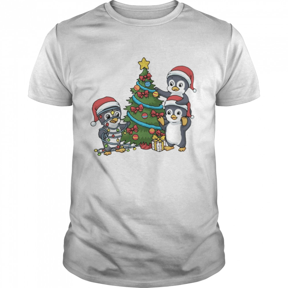 Penguin Decorating Christmas Tree Presents Penguin shirt