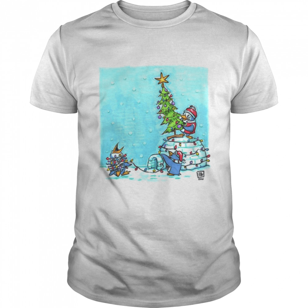 Penguin Decorating Christmas Tree shirt